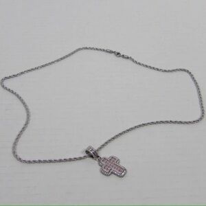 Sparkling Silver Cross Pendant Necklace